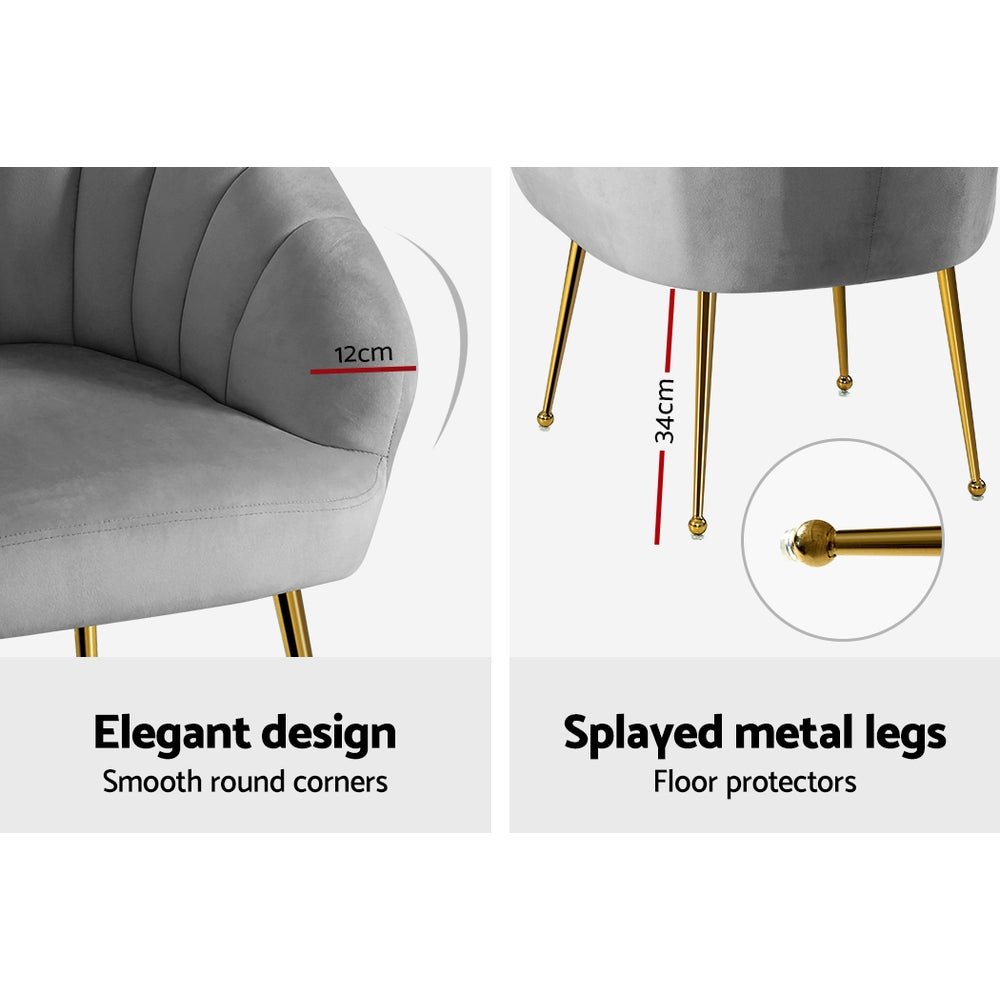 Artiss Armchair Velvet Grey Eloise - RetroVibes.au