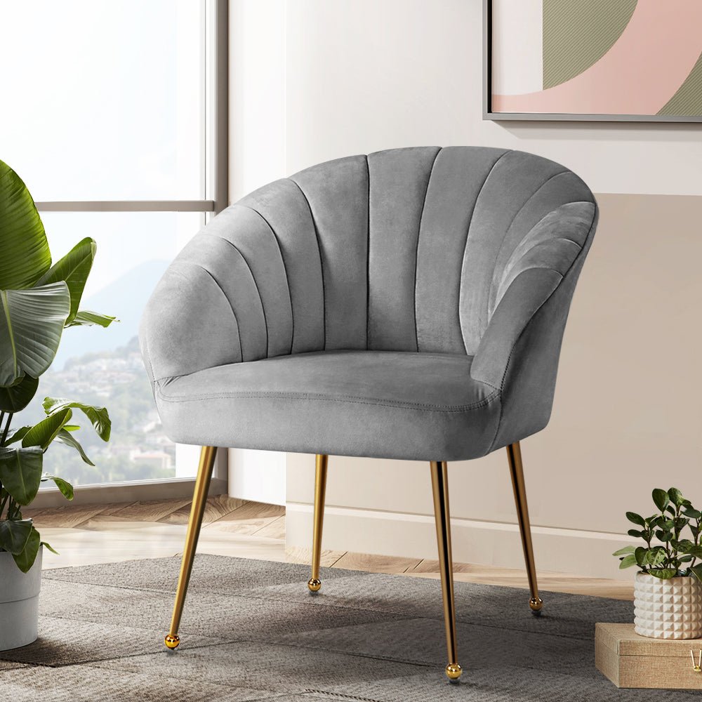 Artiss Armchair Velvet Grey Eloise - RetroVibes.au