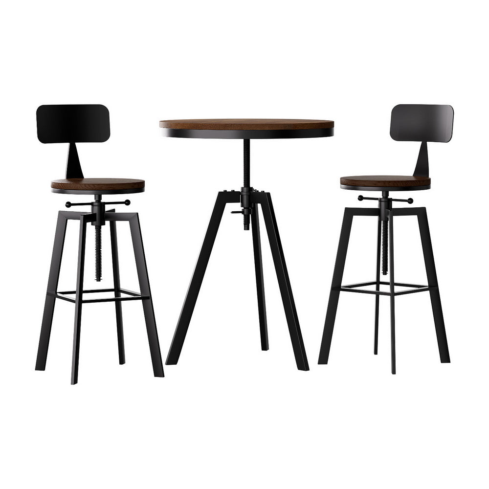 Artiss Bar Table and Stools Set Dining Desk Industrial Kitchen Chairs Cafe Pub - RetroVibes.au