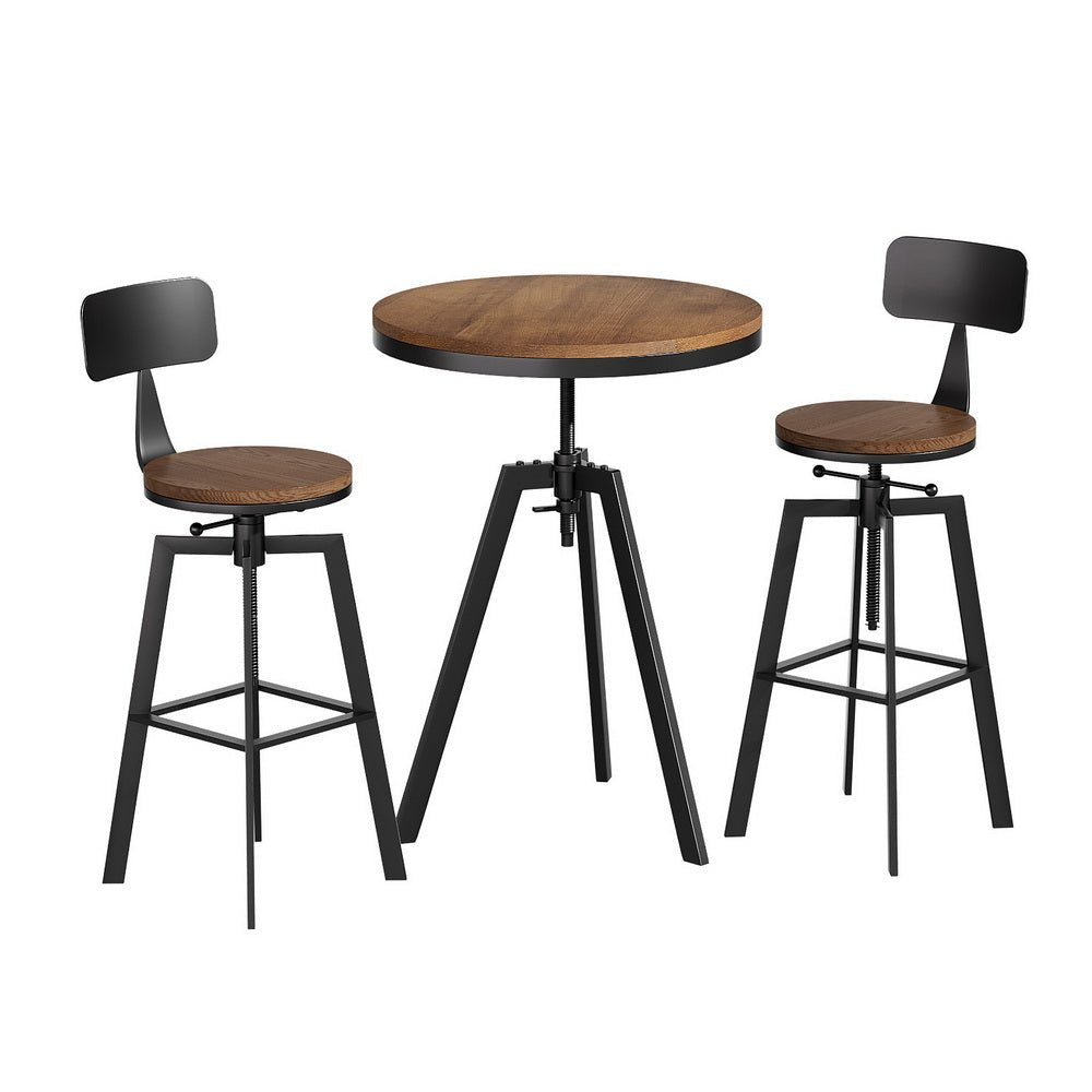 Artiss Bar Table and Stools Set Dining Desk Industrial Kitchen Chairs Cafe Pub - RetroVibes.au