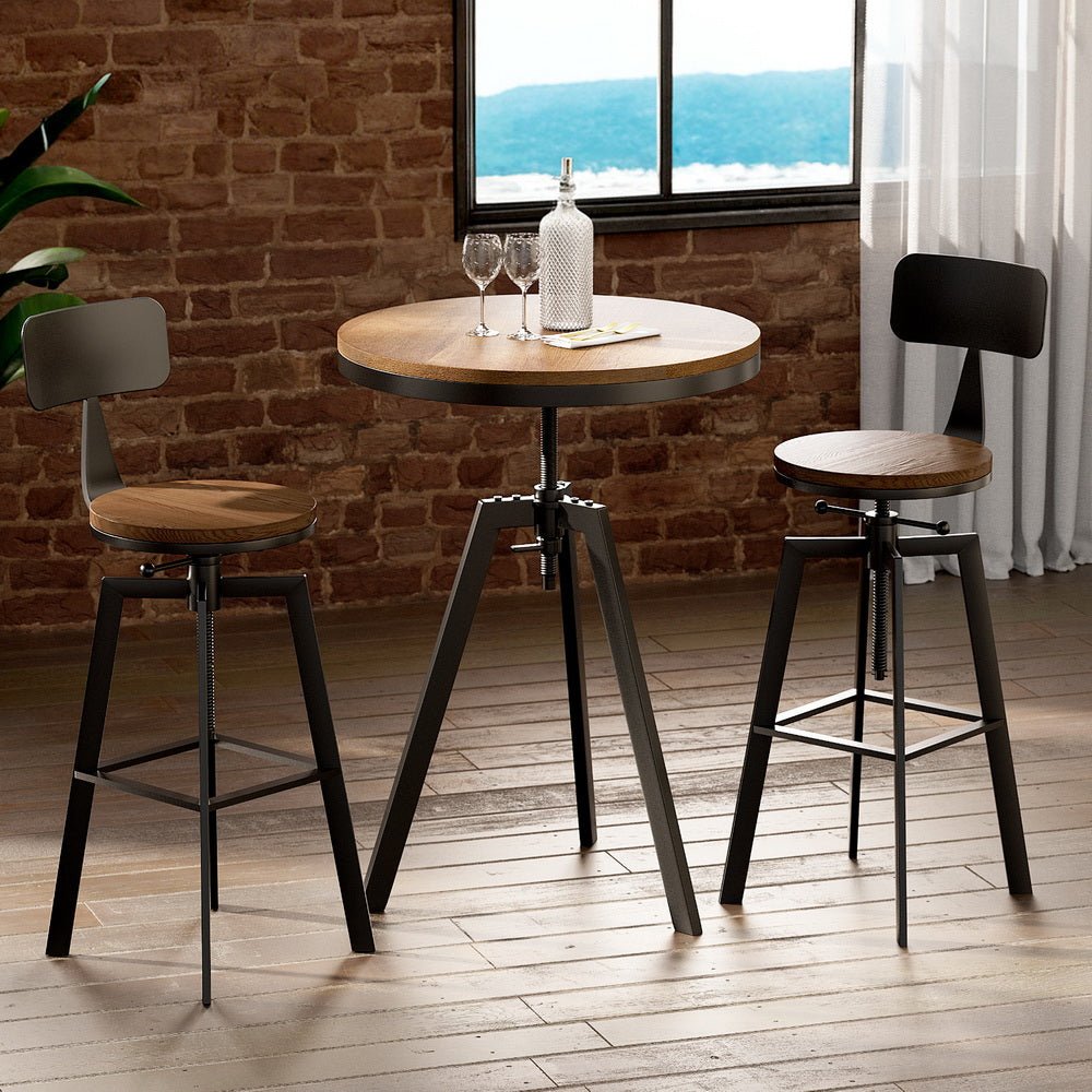 Artiss Bar Table and Stools Set Dining Desk Industrial Kitchen Chairs Cafe Pub - RetroVibes.au