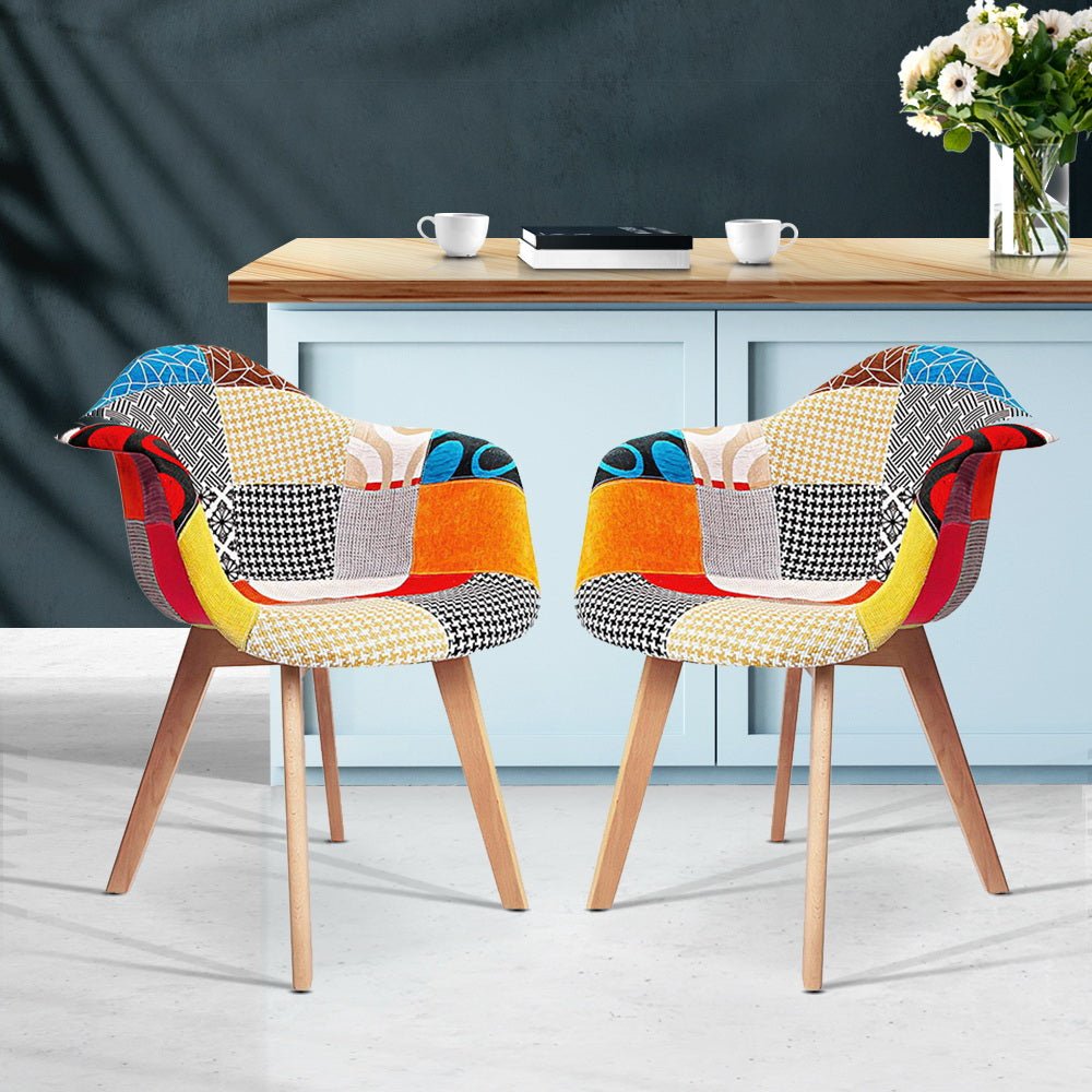 Artiss Dining Chairs Set of 2 Fabric Retro Replica DSW - RetroVibes.au
