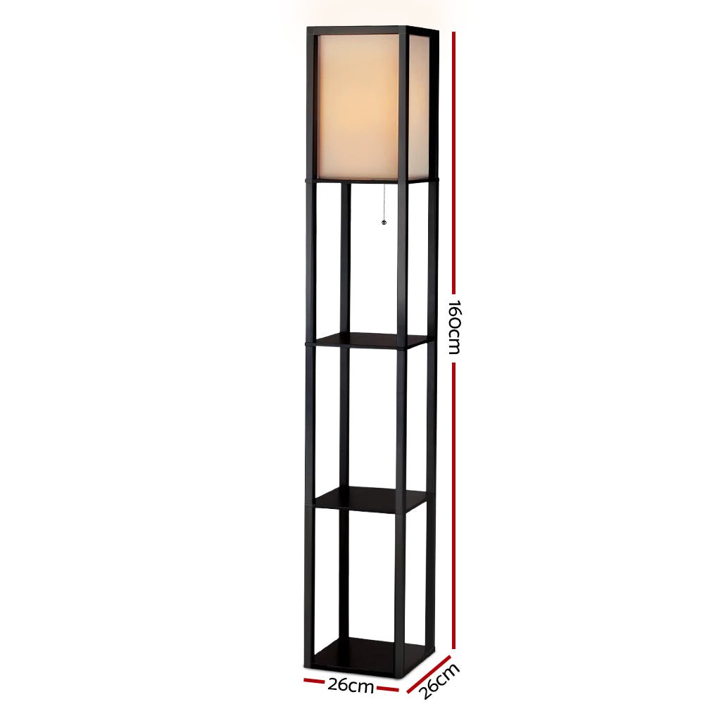 Artiss Floor Lamp 3 Tier Shelf Shelf Storage LED Light Stand Home Room Vintage Black - RetroVibes.au