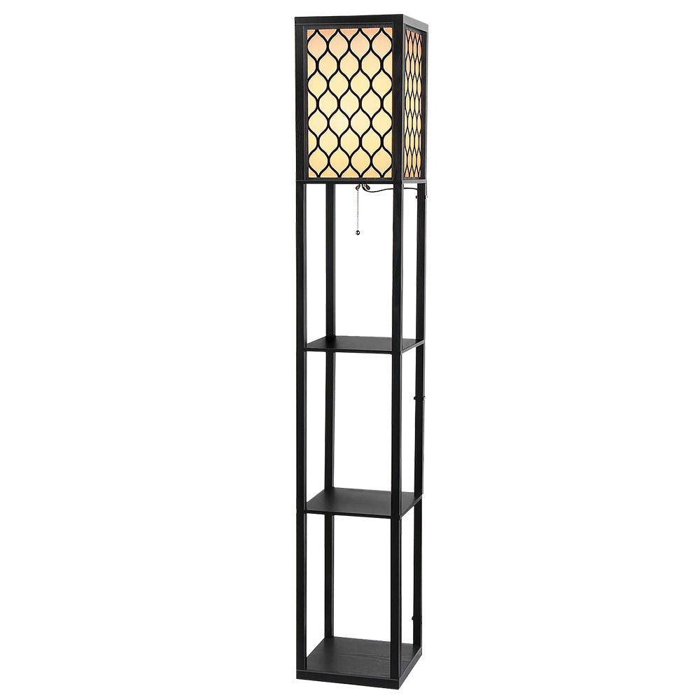 Artiss Floor Lamp 3 Tier Shelf Storage LED Light Stand Home Room Pattern Black - RetroVibes.au