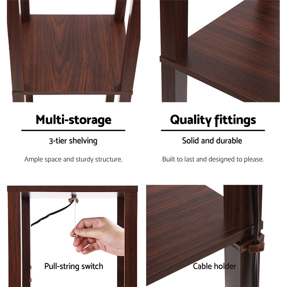 Artiss Floor Lamp 3 Tier Shelf Storage LED Light Stand Home Room Pattern Brown - RetroVibes.au