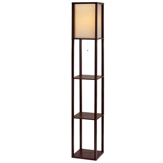 Artiss Floor Lamp 3 Tier Shelf Storage LED Light Stand Home Room Vintage Brown - RetroVibes.au