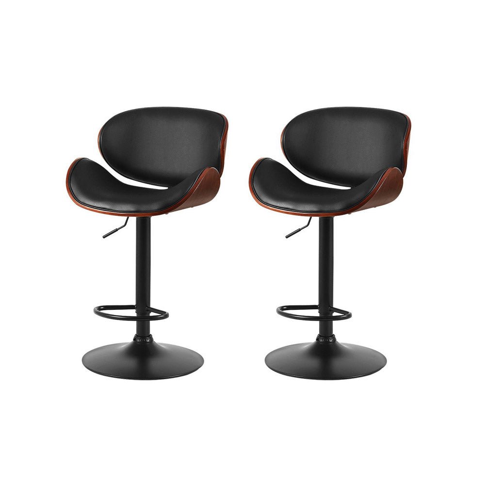 Artiss Gas Lift Swivel Bar Stools – Black (Set of 2) - RetroVibes.au