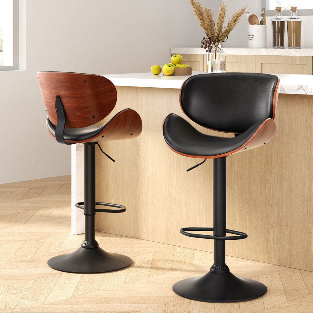 Artiss Gas Lift Swivel Bar Stools – Black (Set of 2) - RetroVibes.au