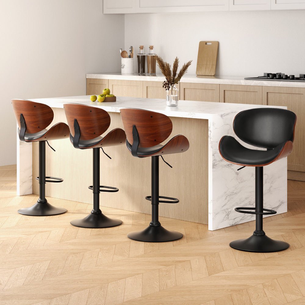 Artiss Gas Lift Swivel Bar Stools – Black (Set of 4) - RetroVibes.au