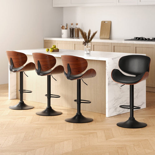 Artiss Gas Lift Swivel Bar Stools – Black (Set of 4) - RetroVibes.au