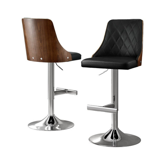 Artiss Swivel Bar Stools – Black (Set of 2) - RetroVibes.au