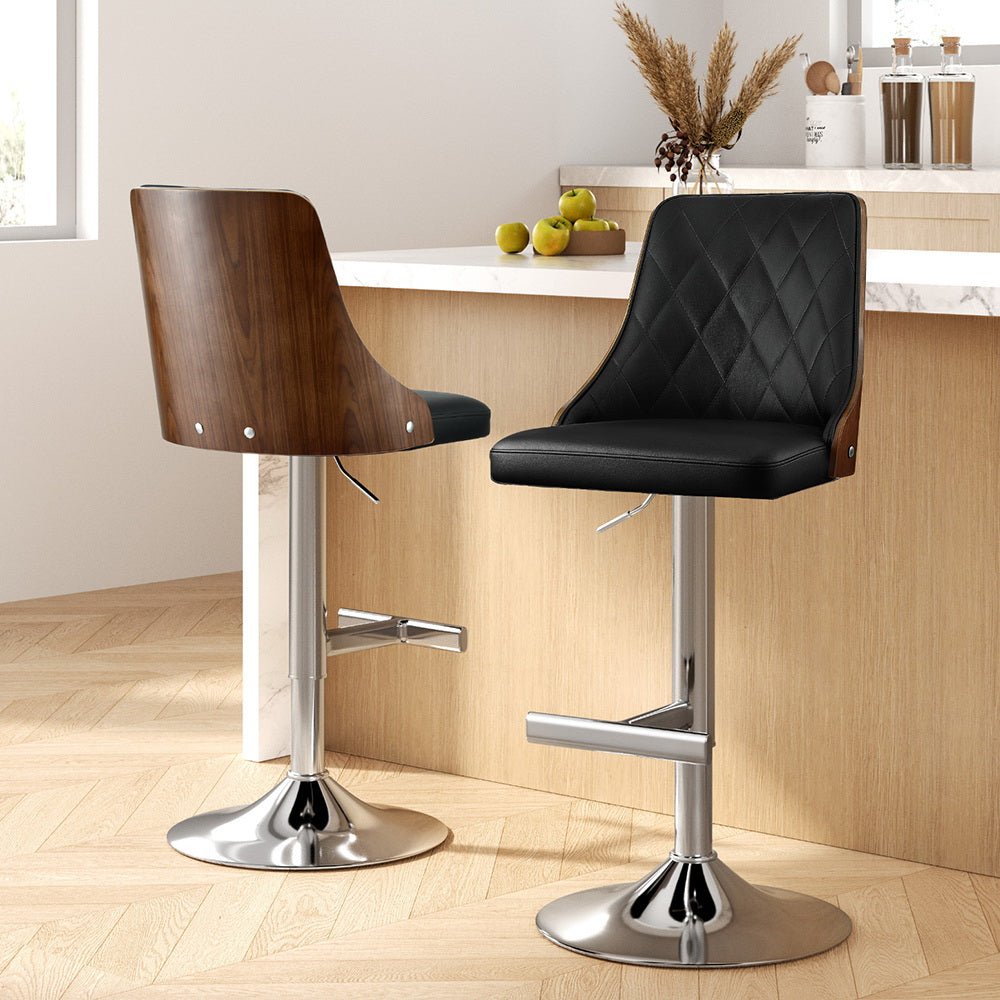 Artiss Swivel Bar Stools – Black (Set of 2) - RetroVibes.au