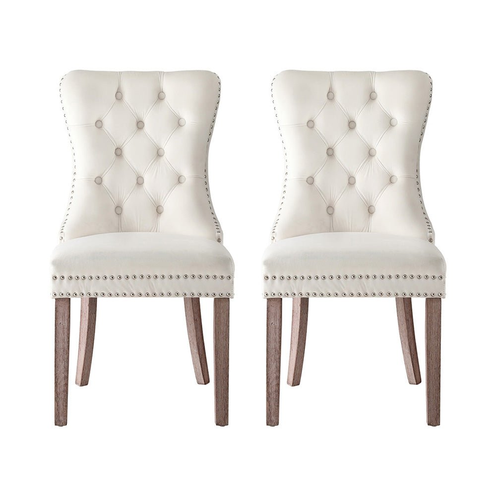 Beige Velvet Dining Chairs – Artiss (Set of 2) - RetroVibes.au