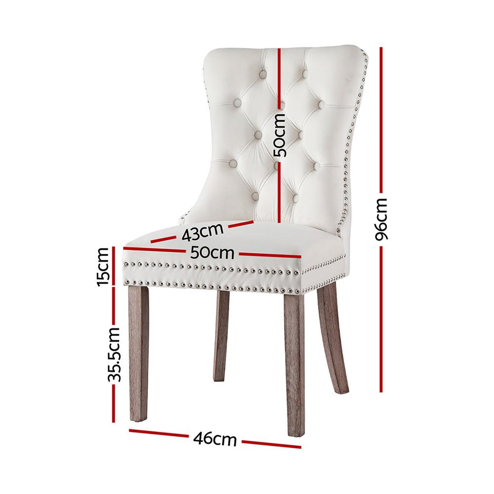 Beige Velvet Dining Chairs – Artiss (Set of 2) - RetroVibes.au