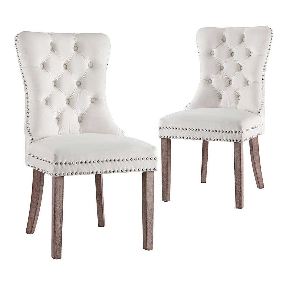 Beige Velvet Dining Chairs – Artiss (Set of 2) - RetroVibes.au