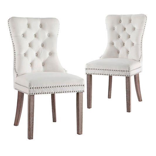 Beige Velvet Dining Chairs – Artiss (Set of 2) - RetroVibes.au
