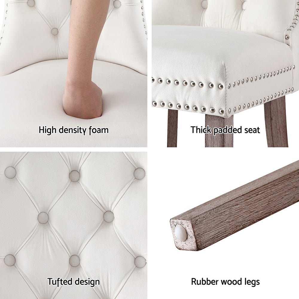 Beige Velvet Dining Chairs – Artiss (Set of 2) - RetroVibes.au