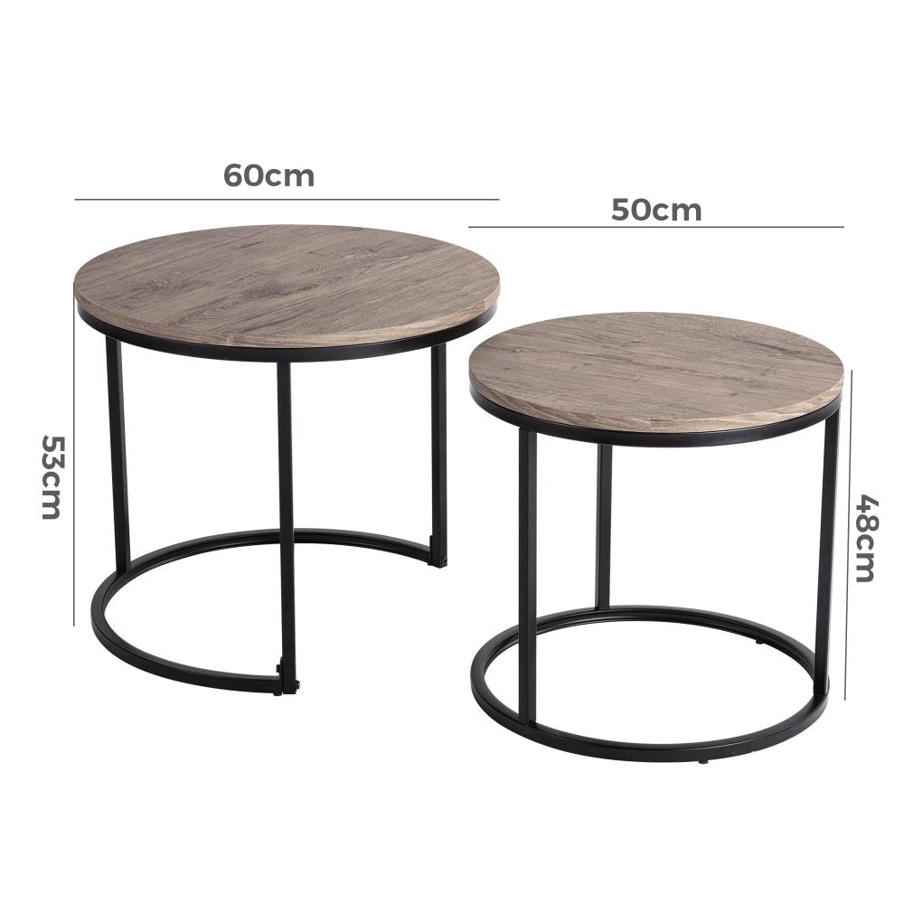 Charcoal Nesting Coffee Table Set – Retro Industrial Style - RetroVibes.au