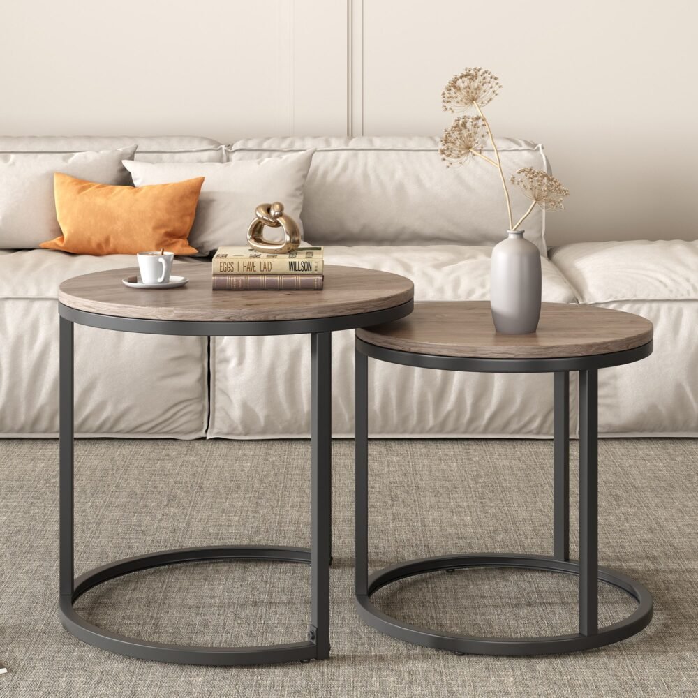 Charcoal Nesting Coffee Table Set – Retro Industrial Style - RetroVibes.au