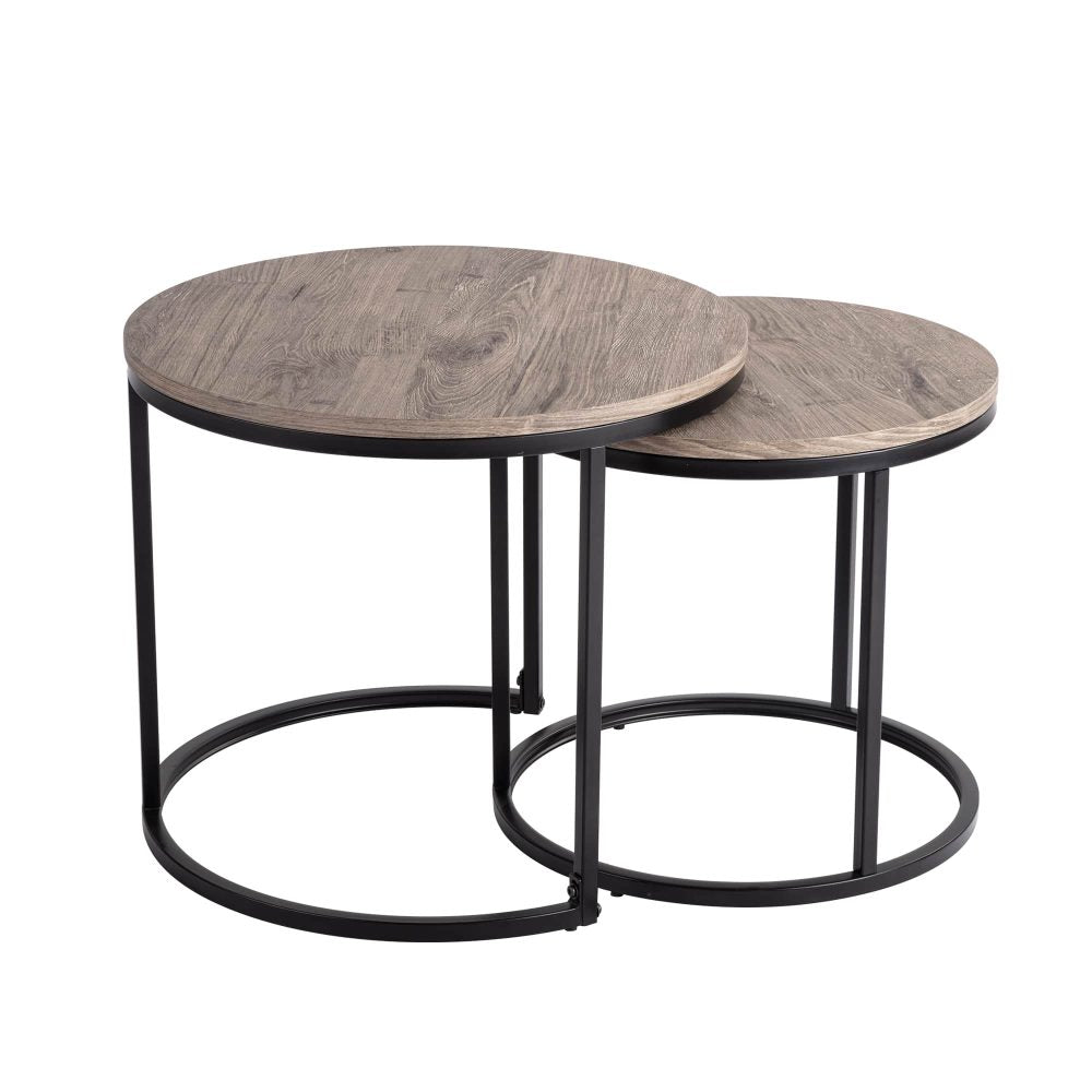 Charcoal Nesting Coffee Table Set – Retro Industrial Style - RetroVibes.au