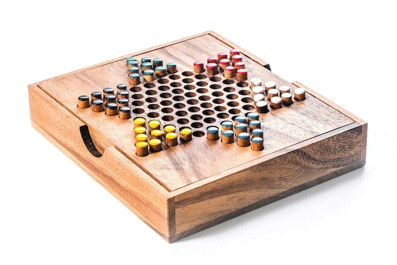 Chinese Checkers - wooden board game, strategy game, game for adults, game - RetroVibes.au