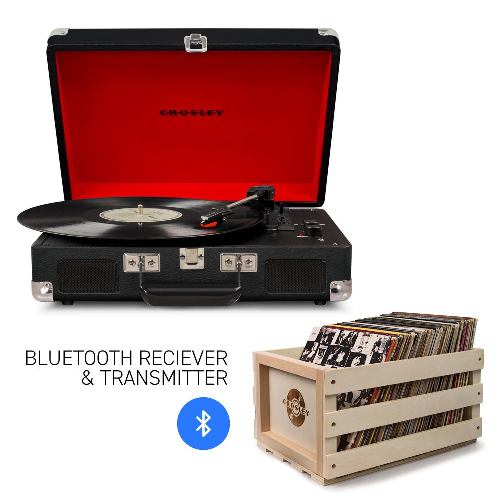CROSLEY Crosley Cruiser Black - Bluetooth Turntable & Record Storage Crate - RetroVibes.au