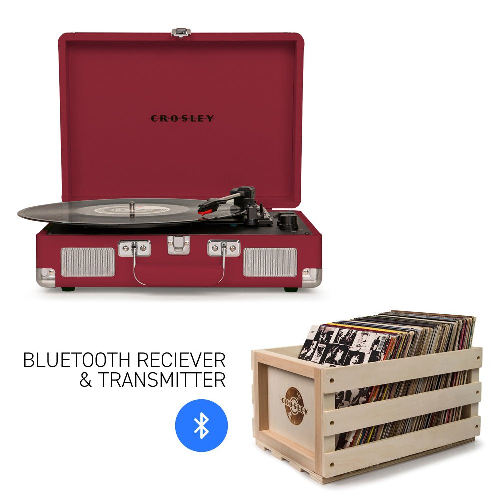 CROSLEY Crosley Cruiser Burgundy - Bluetooth Turntable & Record Storage Crate - RetroVibes.au