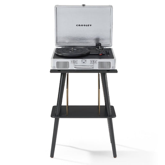 Crosley Cruiser Bluetooth Portable Turntable - Silver + Crosley Entertainment Stand Bundle - RetroVibes.au