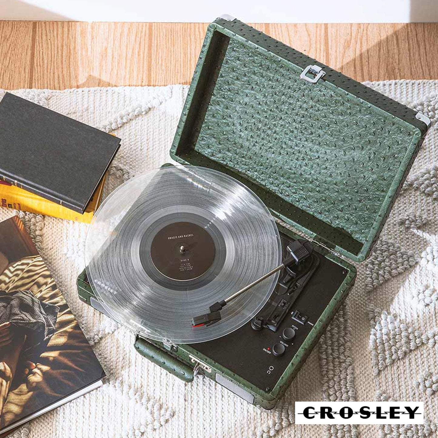 Crosley Cruiser Plus Bluetooth Turntable 3 Speed Ostrich Green - RetroVibes.au