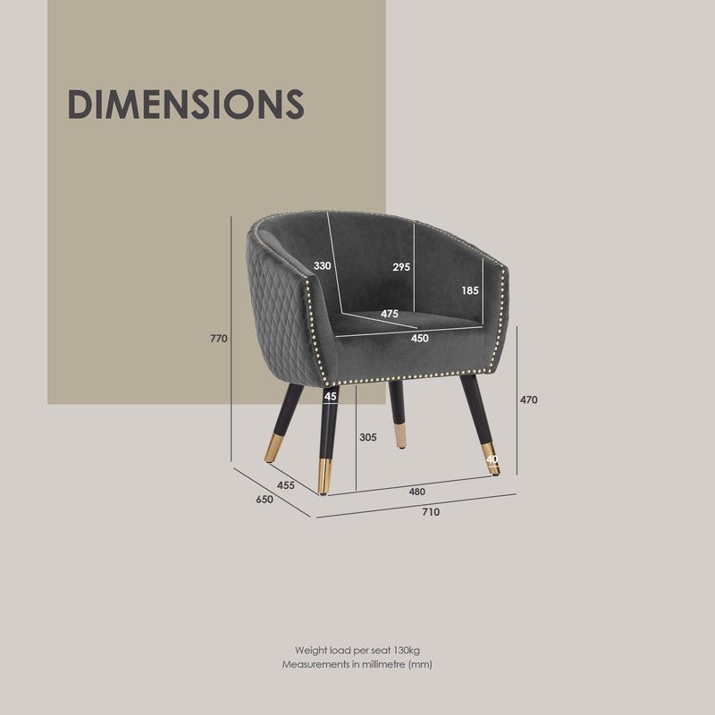 Deniz Lounge Chair Tub Chair Accent Armchair - Grey - RetroVibes.au