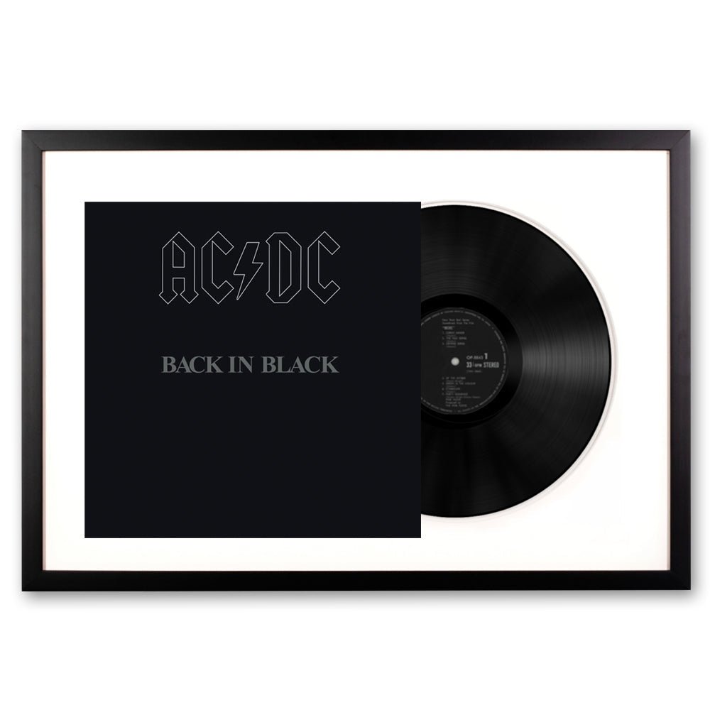 Framed AC/DC Back in Black Vinyl Album Art - RetroVibes.au