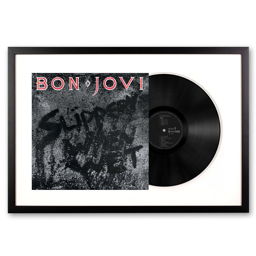 Framed Bon Jovi Slippery When Wet Vinyl Album Art - RetroVibes.au