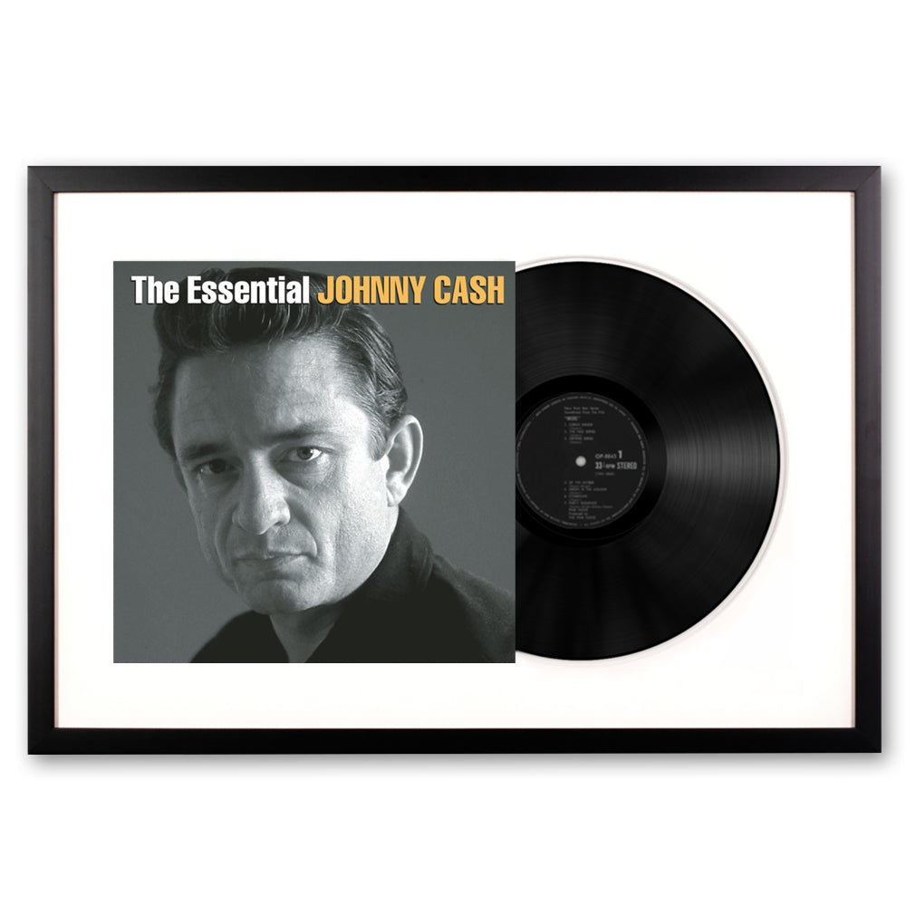 Framed Johnny Cash the Essential Johnny Cash Vinyl Album Art - RetroVibes.au