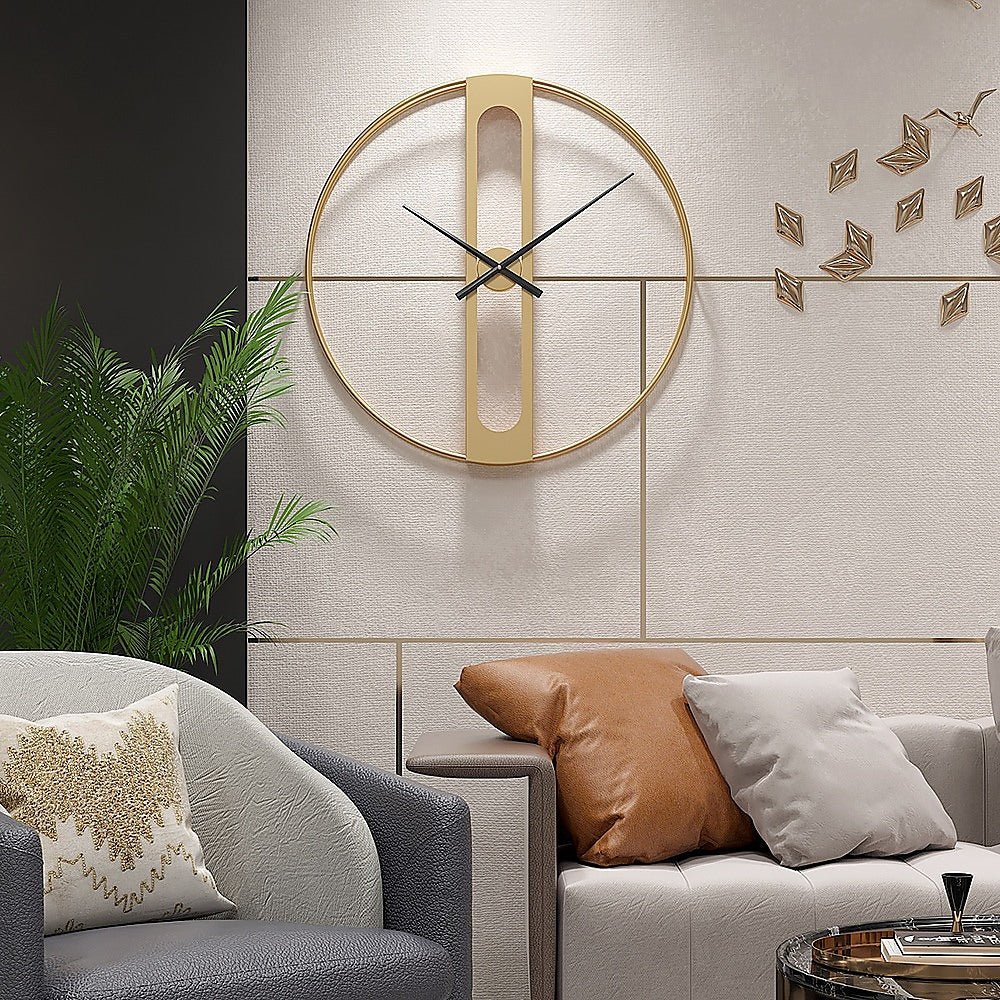 Gold Clover Metal Wall Clock - RetroVibes.au