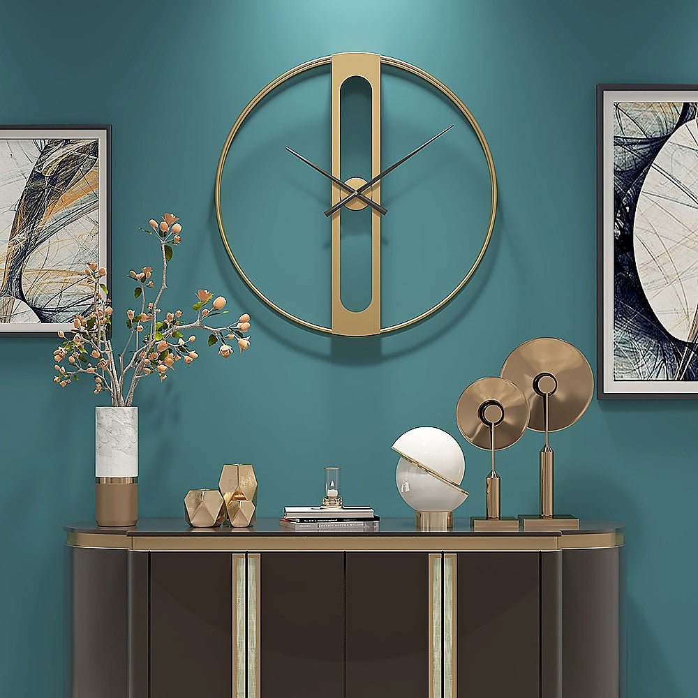 Gold Clover Metal Wall Clock - RetroVibes.au