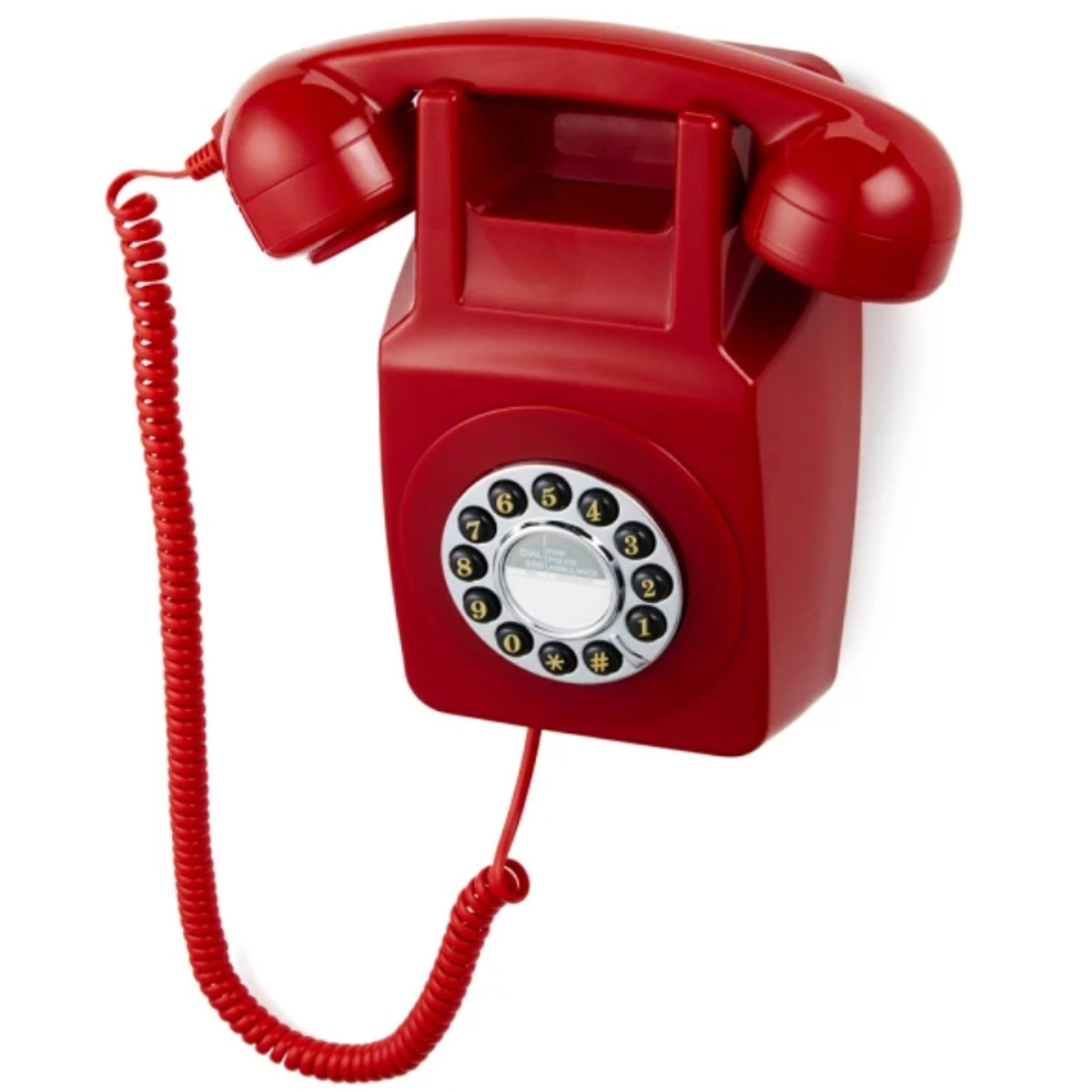 GPO 746 Retro Wall Mount Rotary Push Button Home Phone Landline Classic Red - RetroVibes.au