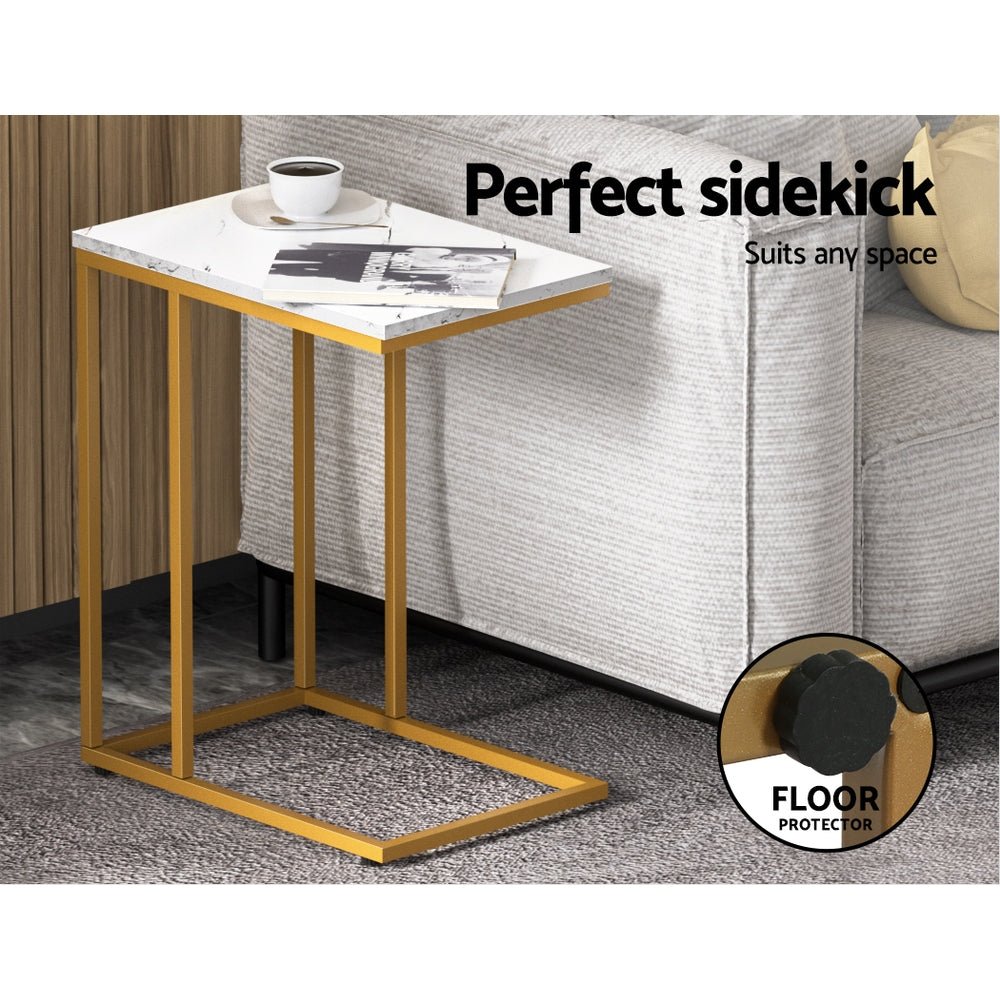 Industrial Marble Side Table – Retro Gold Frame - RetroVibes.au