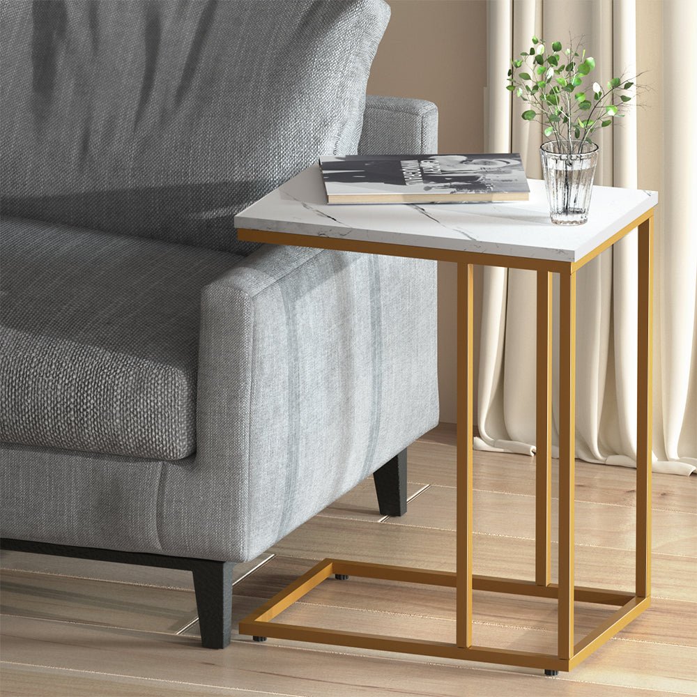 Industrial Marble Side Table – Retro Gold Frame - RetroVibes.au