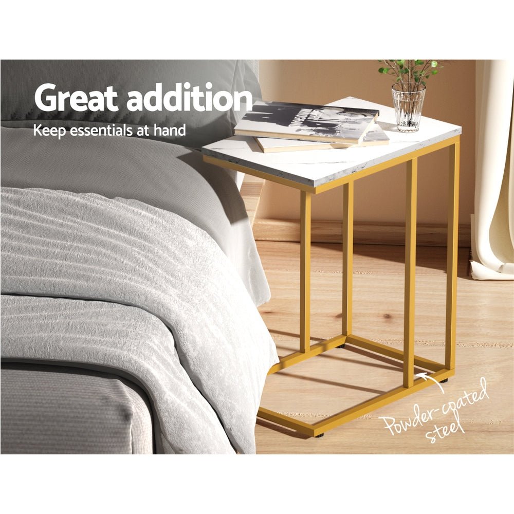 Industrial Marble Side Table – Retro Gold Frame - RetroVibes.au
