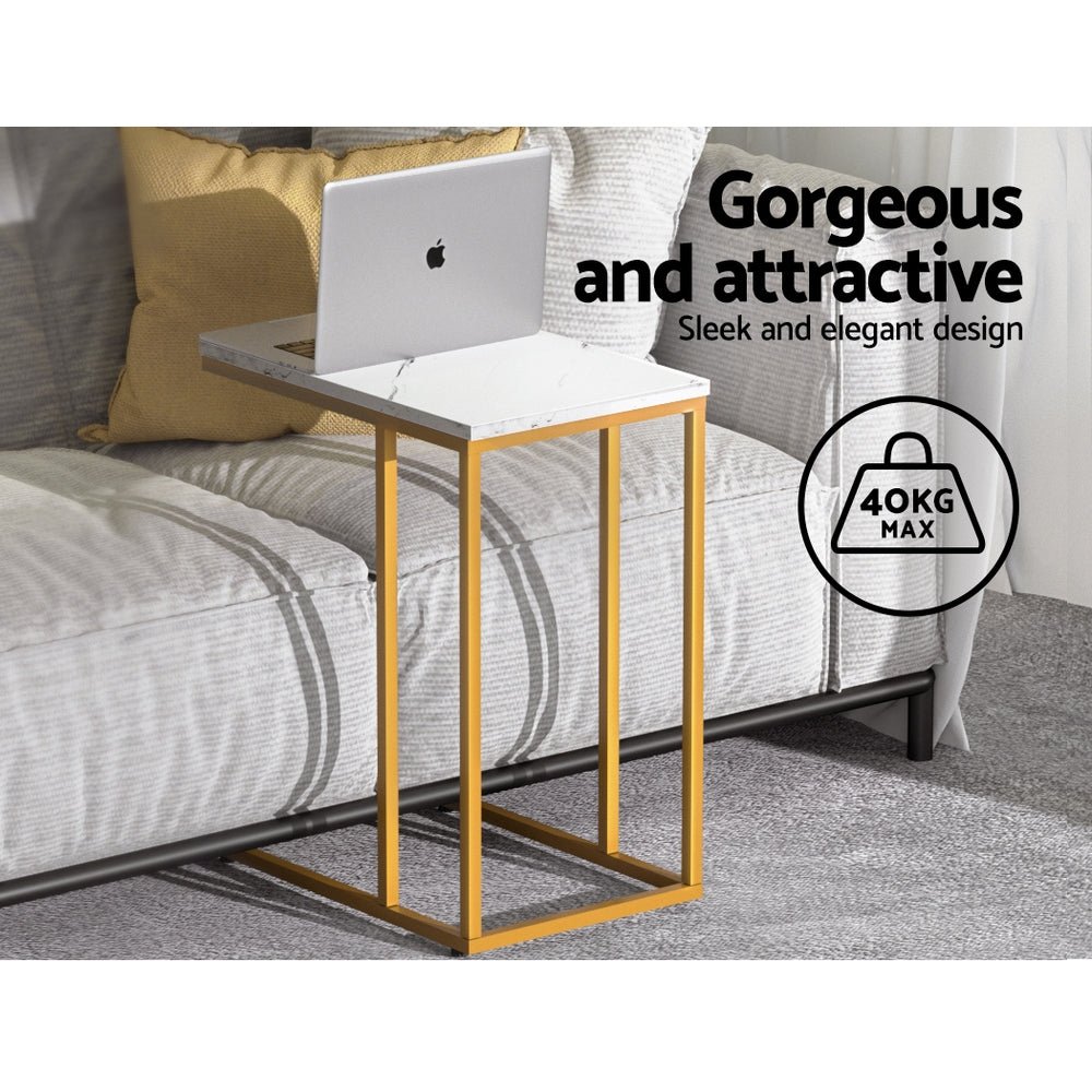 Industrial Marble Side Table – Retro Gold Frame - RetroVibes.au