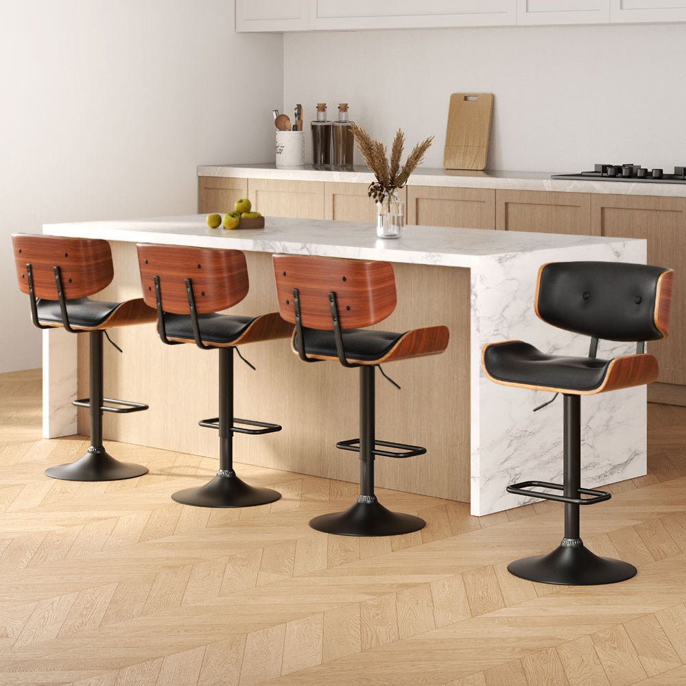 Industrial Retro Bar Stool – Black (Set of 4) - RetroVibes.au