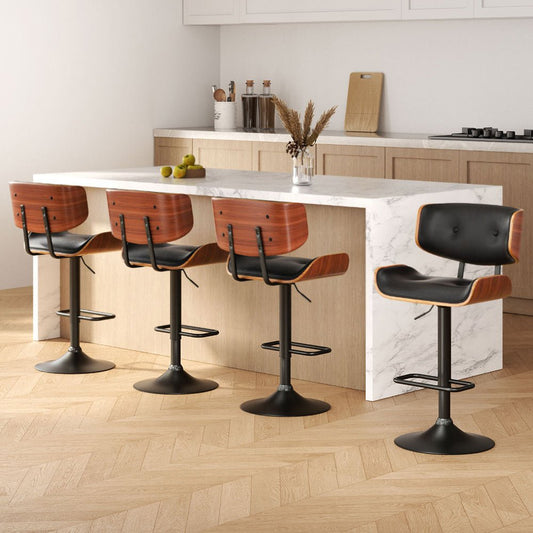Industrial Retro Bar Stool – Black (Set of 4) - RetroVibes.au