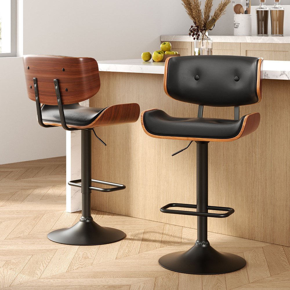 Industrial Retro Bar Stools – Black (Set of 2) - RetroVibes.au