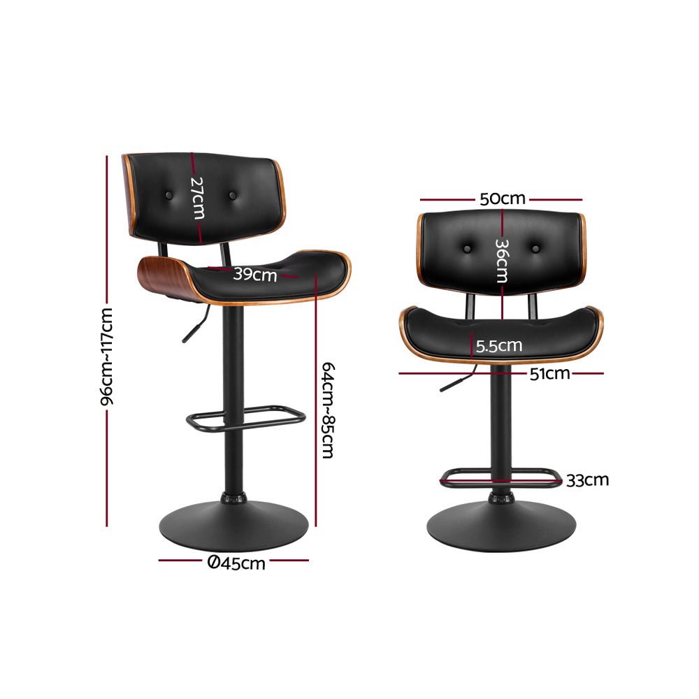 Industrial Retro Bar Stools – Black (Set of 2) - RetroVibes.au