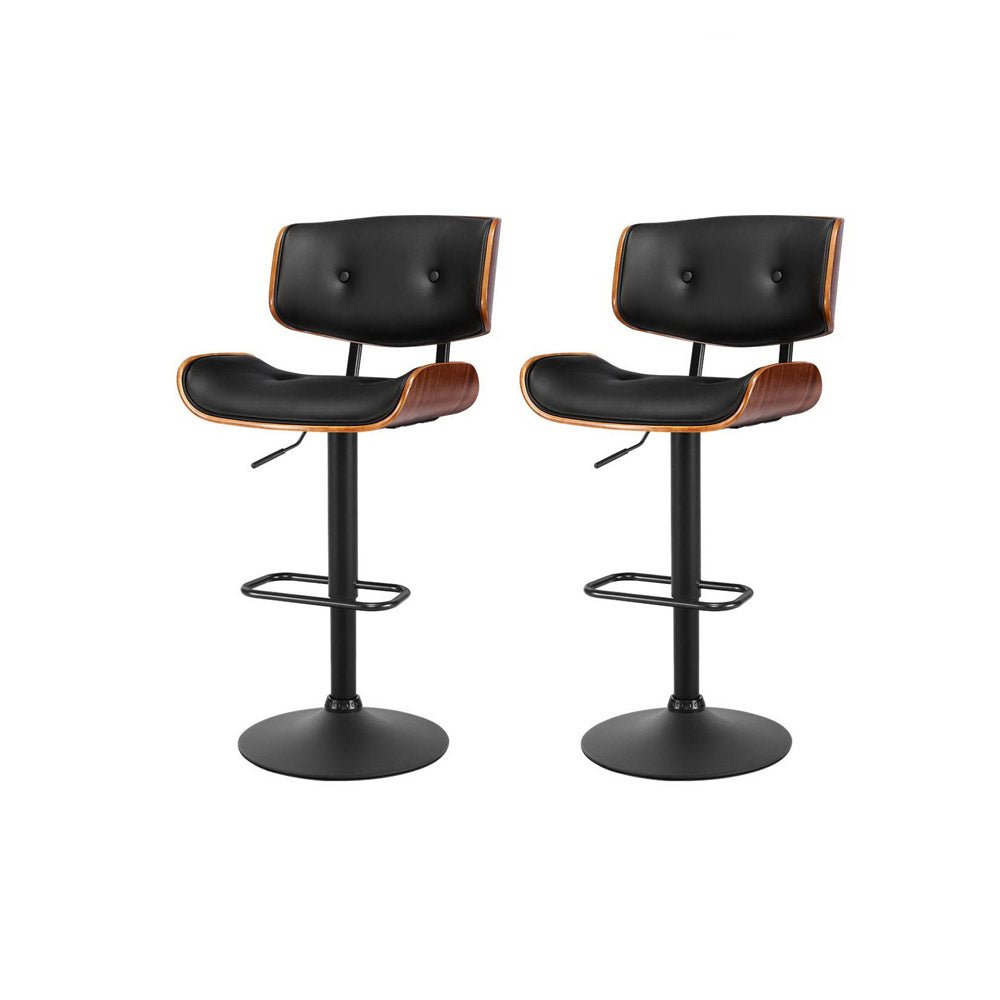 Industrial Retro Bar Stools – Black (Set of 2) - RetroVibes.au