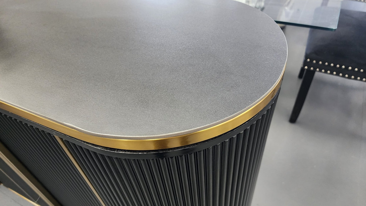 Kingsley Marble Sideboard – Black with Gold Trim - RetroVibes.au