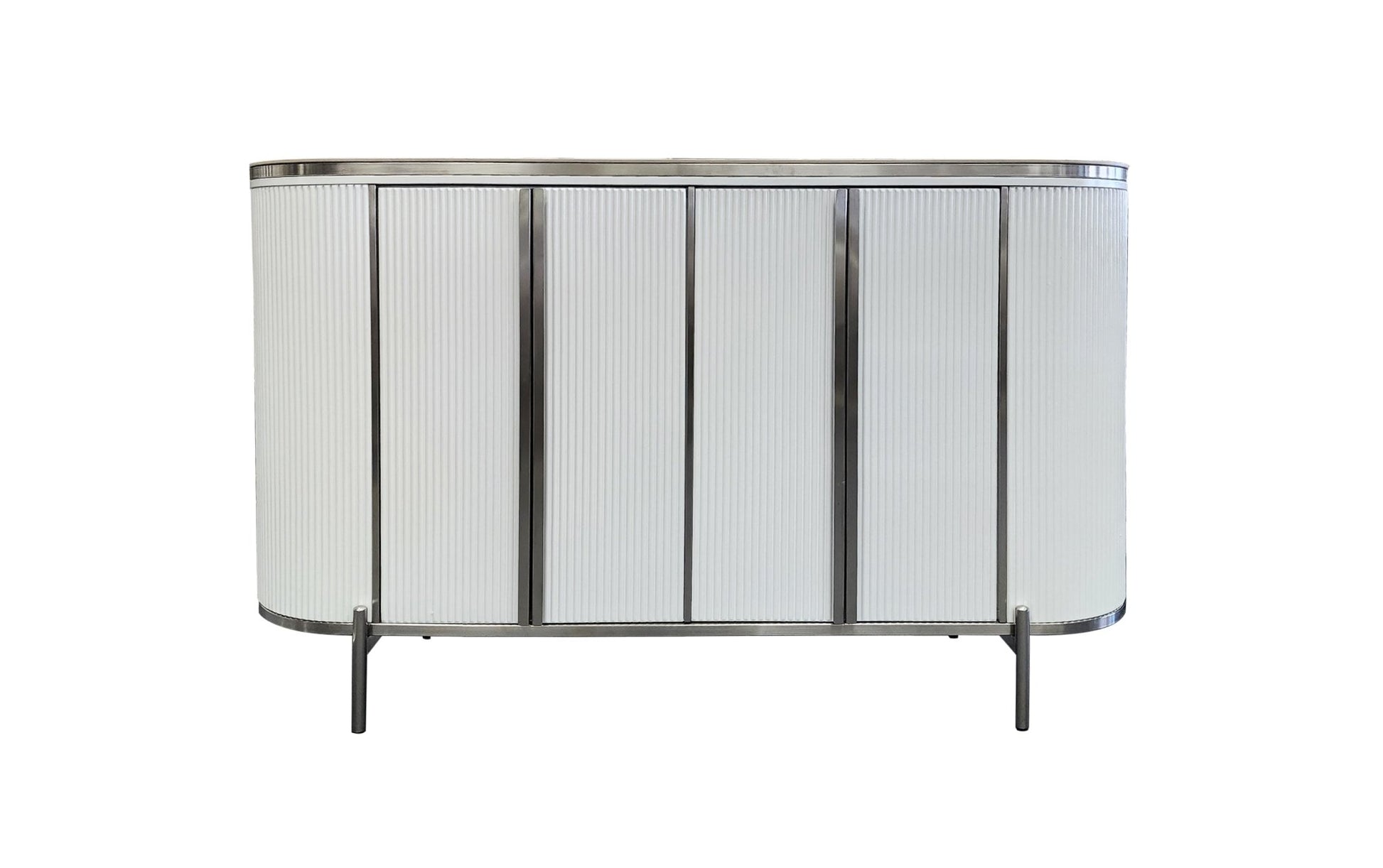 Kingsley Marble Sideboard – White with Silver Trim - RetroVibes.au