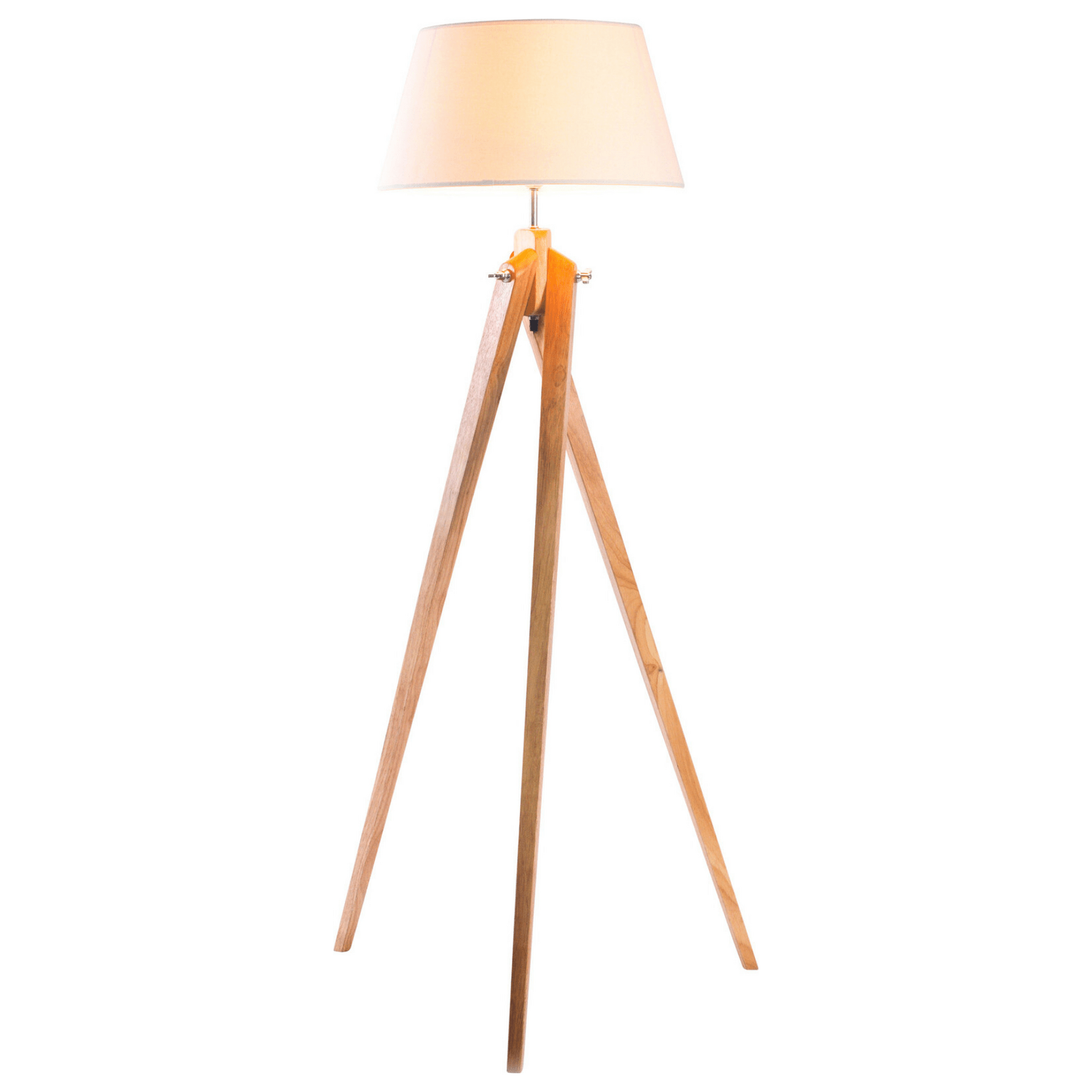 Large Tripod Floor Lamp Linen Shade Modern Bamboo Wooden Retro Twist Light - RetroVibes.au