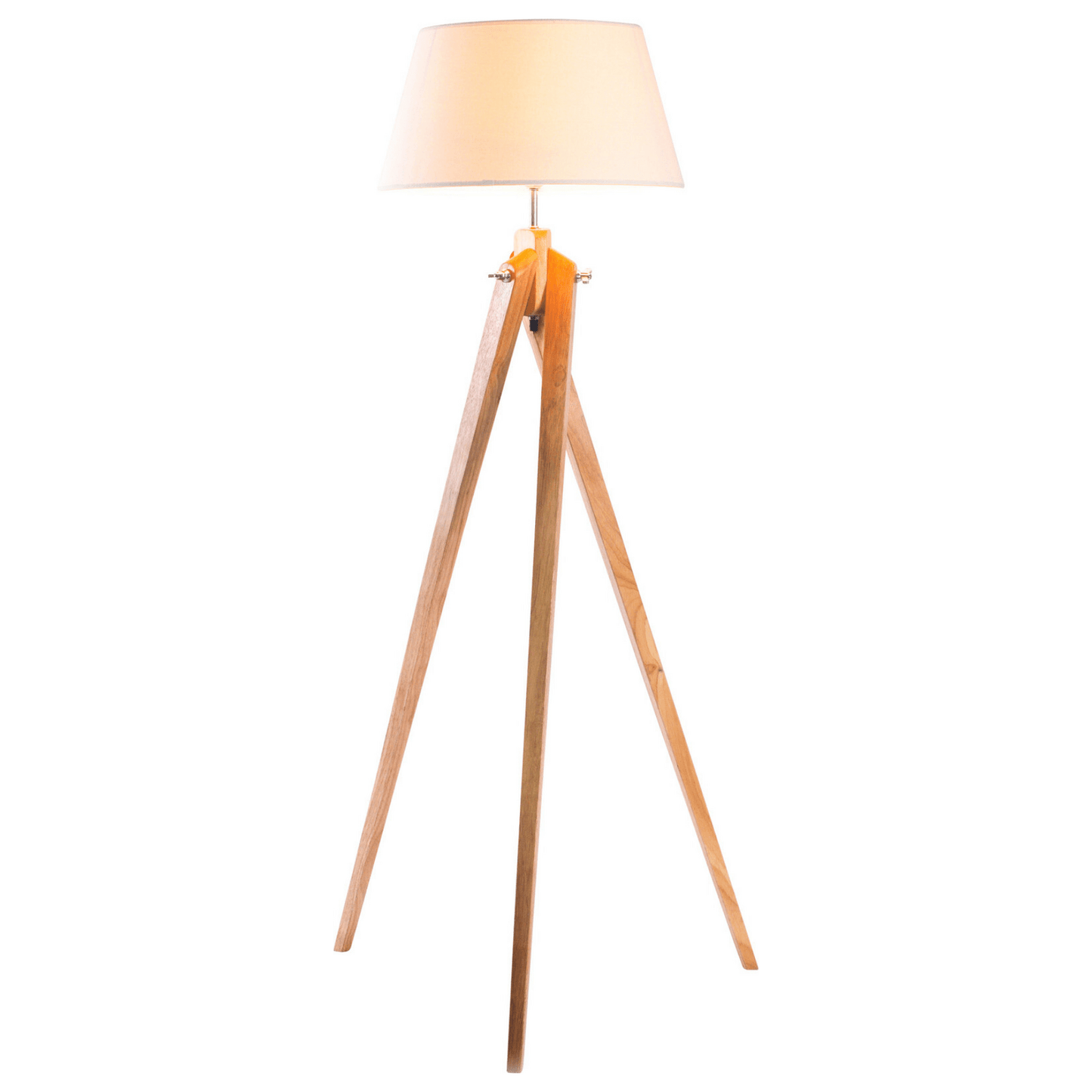 Large Tripod Floor Lamp Linen Shade Modern Bamboo Wooden Retro Twist Light - RetroVibes.au