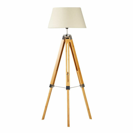 LARGE TRIPOD FLOOR LAMP Linen Shade Modern Light Bamboo Vintage Wooden Retro - RetroVibes.au
